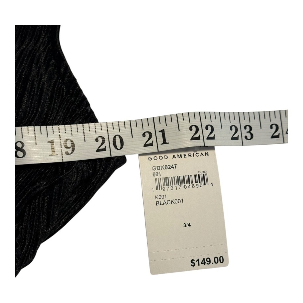GOOD AMERICAN Black Always Fits Plisse Maxi Dress Pleated Ruched Size 3/4 L/XL - Picture 6 of 9